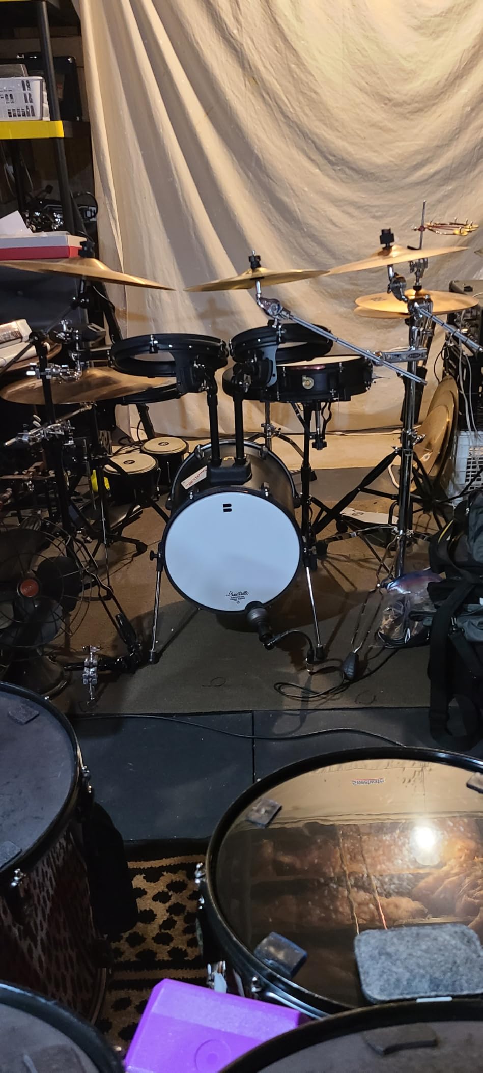 Jungle Pad Compact Portable Adult 5pc Drum Set, 1.5 inches ultra-thin steel drum Cavity,14 Inches Complete Full Size Kit with Bass, Toms, Snare, Floor,Stands, Hi-Hat Pedal,Drum Pedal,Black customer photo 1