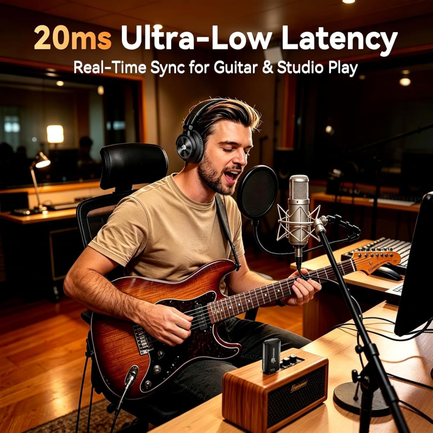 PUPGSIS 2.4GHz Wireless DJ Headphones, 20ms Low Latency Studio Headphones with 1/4 to 3.5mm Jack, Dongle/Bluetooth/Wired Connection for Studio Monitor & Mixing DJ customer photo 1