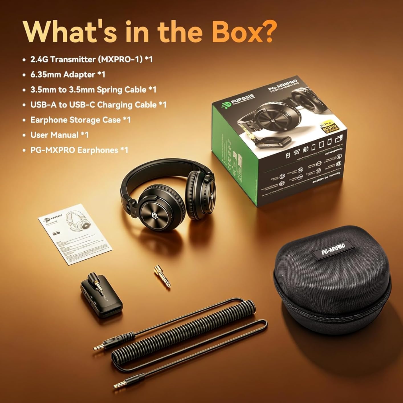 PUPGSIS 2.4GHz Wireless DJ Headphones, 20ms Low Latency Studio Headphones with 1/4 to 3.5mm Jack, Dongle/Bluetooth/Wired Connection for Studio Monitor & Mixing DJ customer photo 2