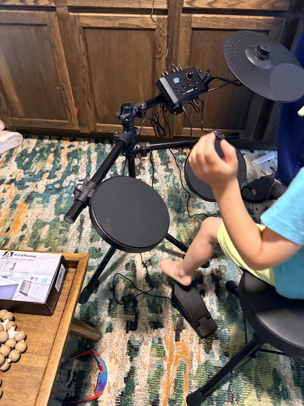 Electronic Drum Set for Kids Beginners, Quiet Compact Electric Drum Kit Home Practice with 7 Kits, 56 Sounds, Recording & Metronome, Headphones, Drum Throne & Drumsticks, USB MIDI (UED-60) customer photo 1