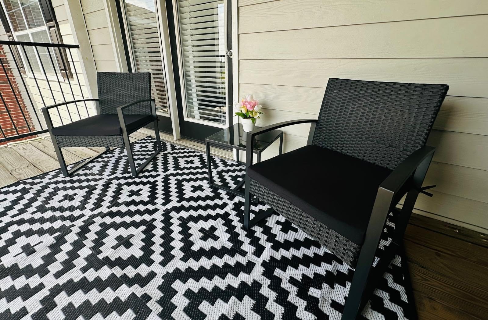 Murago Outdoor 3-Piece Wicker Bistro Set, Patio Conversation Set customer photo 1