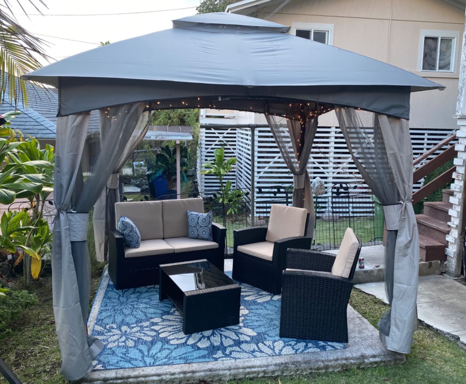 6 Pieces Patio Furniture Set Outdoor Couch Wicker Sectional Sofa, Beige customer photo 2
