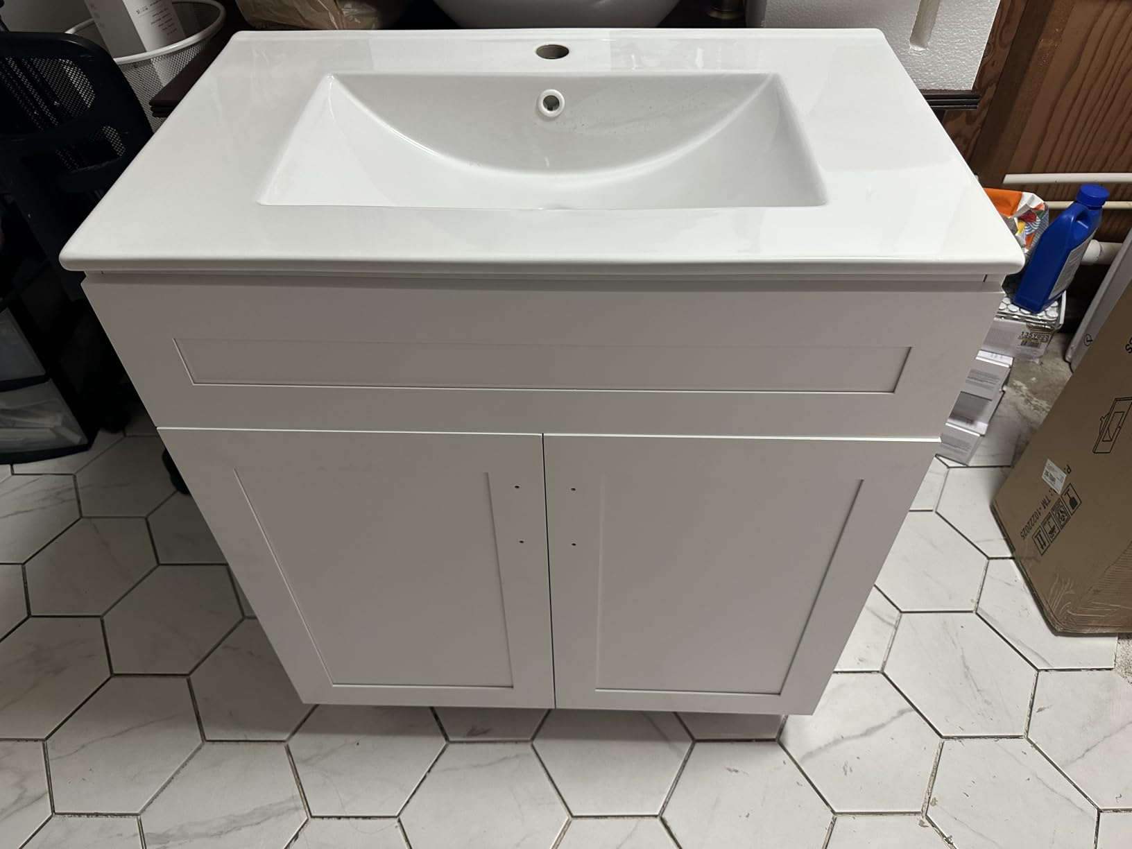 36 Inch Bathroom Vanity Without Sink, Freestanding Bathroom Vanity Cabinet with 2 Soft-Closing Doors, Spacious Storage Cabinet for Small Bathrooms (White) customer photo 2