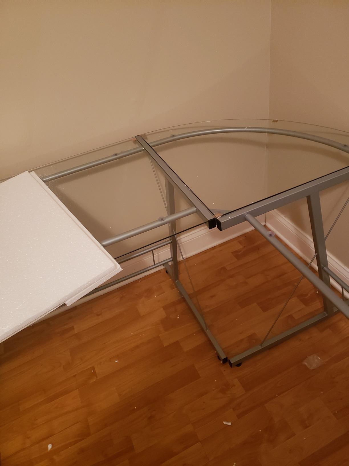 Flash Furniture Glass L-Shape Computer Desk with Silver Metal Frame customer photo 2