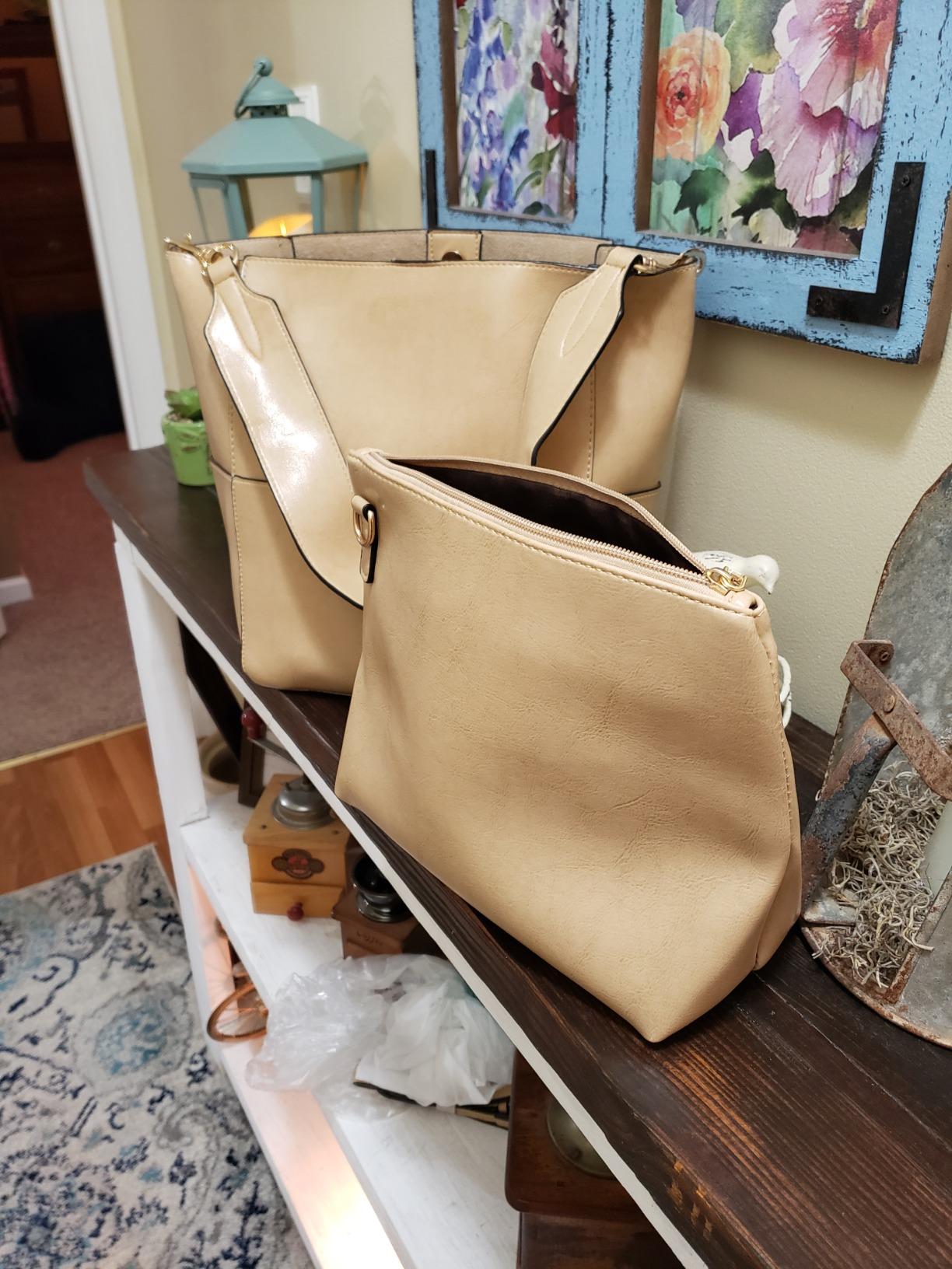 Womens Bucket Bag PU Leather Shoulder Tote Handbags Work Satchels customer photo 2