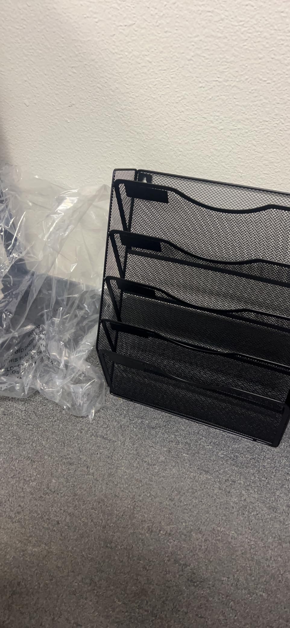 EasyPAG Wall File Organizer 5 Tier Hanging Paper Folder Holder, Zero Assembly Metal Mesh Wall Mounted Mail Organizer for Office Home Classroom Narrow Spaces, Black customer photo 2