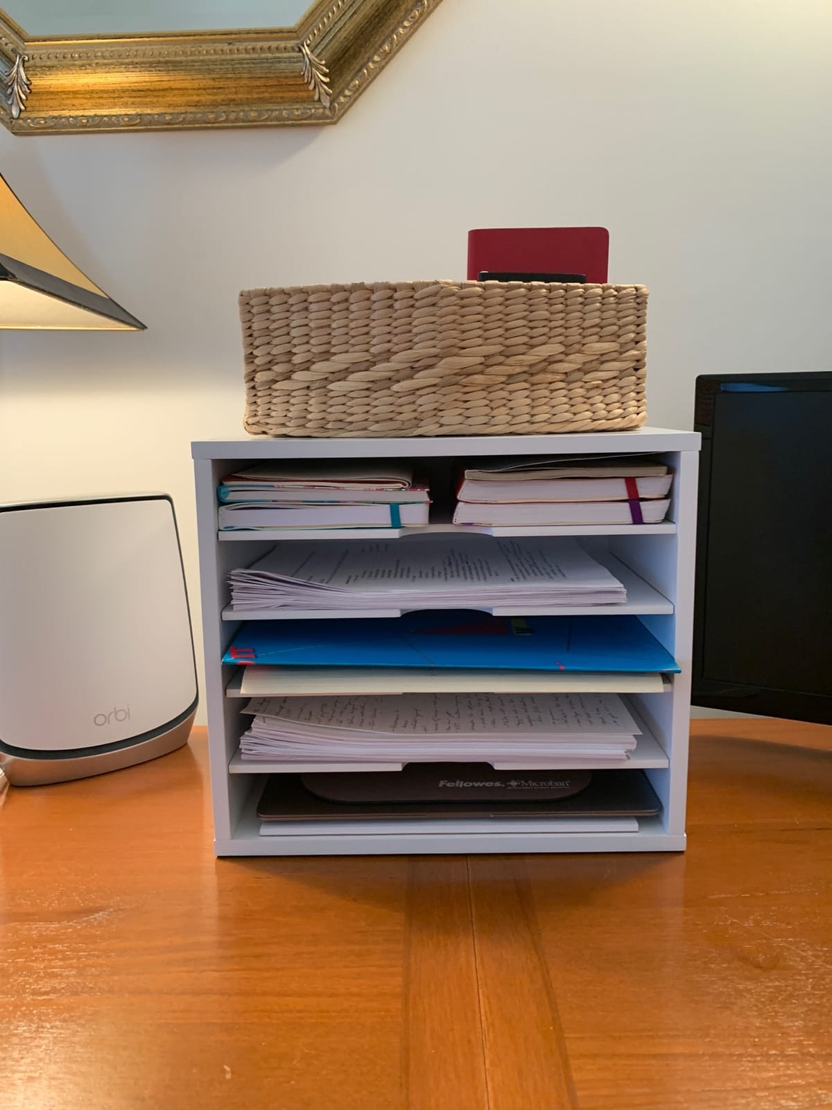 Ballucci 5-Tier File Organizer for Desk, Wooden Mail Sorter, Office Desk Organization, Paper Storage Organizers, Folder holder for desk, Letter Trays & Stacking Supports, Adjustable Shelves, Black customer photo 1