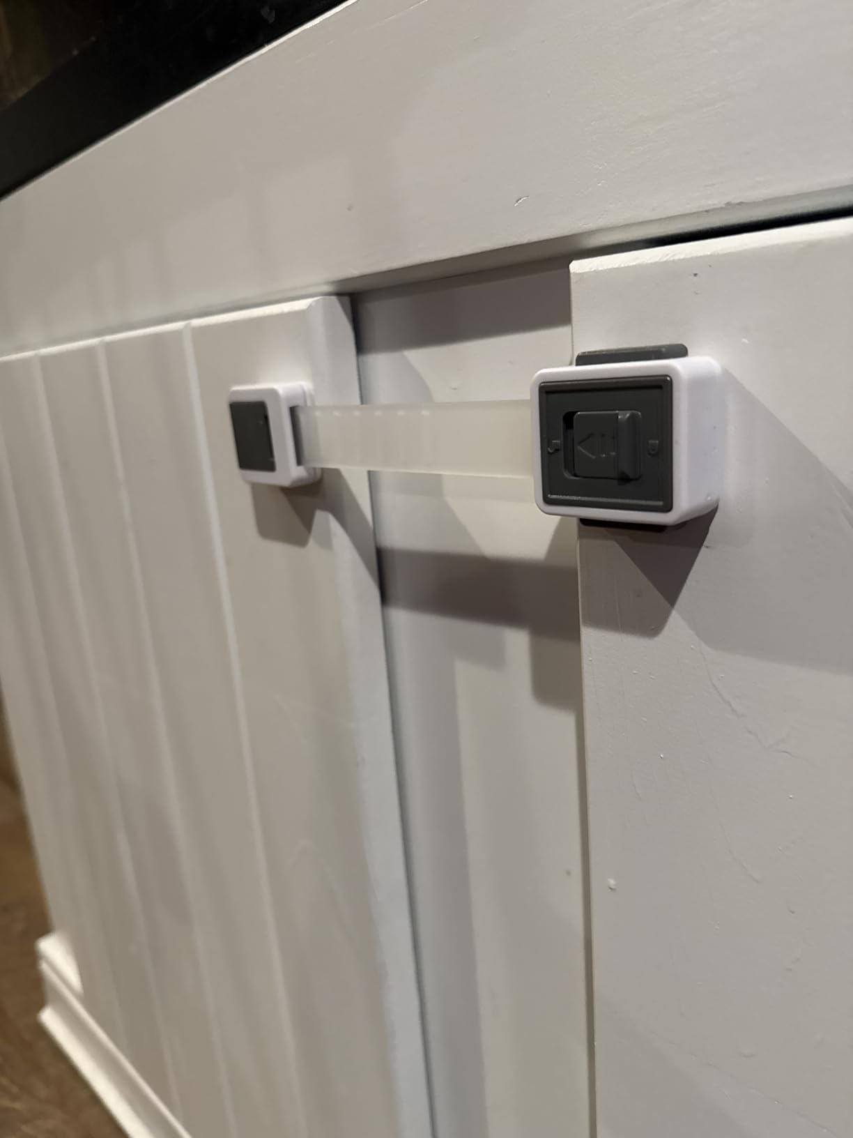 Child Safety Locks (4-Pack) - Baby Proof Cabinets, Drawers, Toilets & Appliances- Adjustable Strap Length, Double Lock Option - Easy Latch for Adults to Open customer photo 1