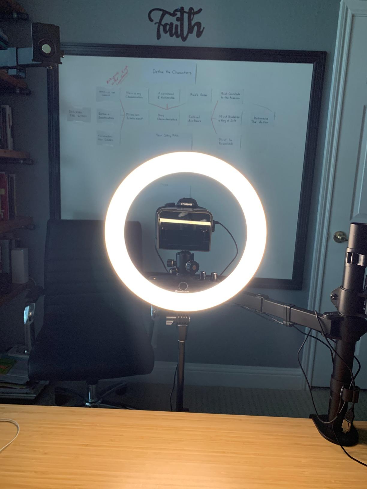 Ring Light 18 Inch LED Ringlight Kit with 73 inch Tripod Stand with Phone Holder Adjustable 3200-6000k Color Temperature Circle MUA Lighting for Camera for Vlog, Makeup,Youtobe, Video Shooting, Selfie customer photo 1