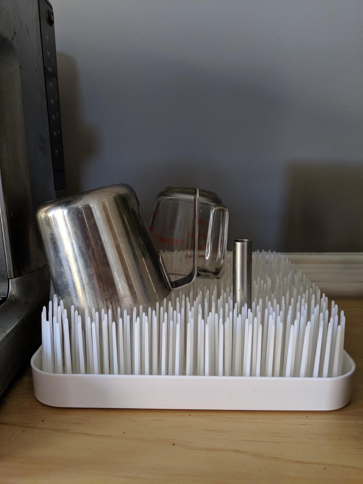 Boon Grass Plastic Drying Rack - Modern Countertop Baby Bottle Organizer - 9.75 x 9.88 x 3.0 inches - Gray customer photo 2