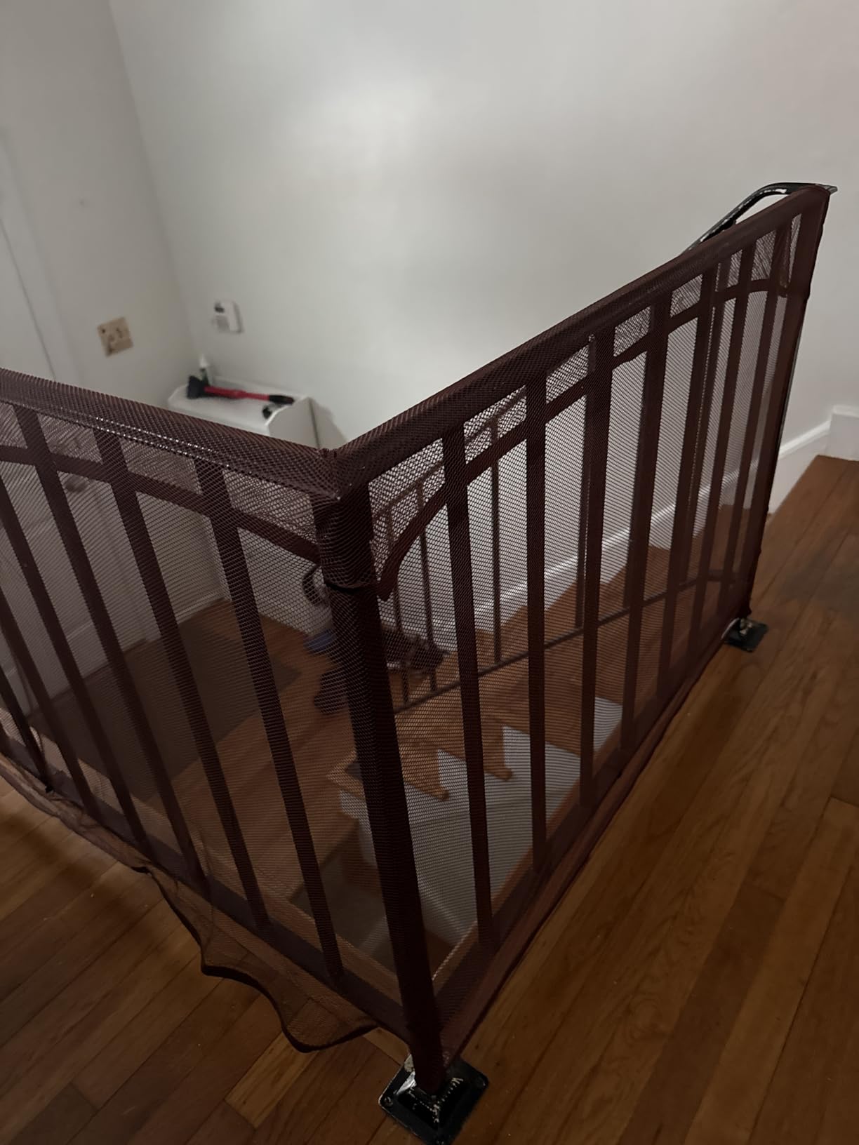 Baby Gates for Stairs with Banister, Guard Safety Net for Baby, 10ft x 3ft Stair Railing Mesh Barrier for Kids, Cats, Dogs, Child Safety Rail Guard, White customer photo 1