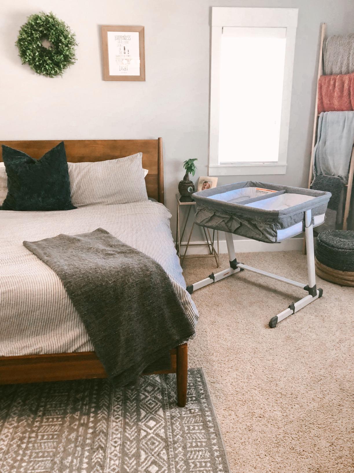 Simmons Kids By The Bed City Sleeper Bassinet for Twins - Adjustable Height Portable Crib with Wheels & Airflow Mesh, Grey Tweed customer photo 2
