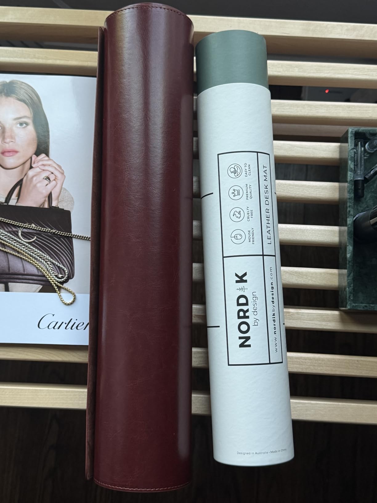 Nordik Leather Desk Mat - Pebble Black - Large Leather Desk Pad 35x17 in customer photo 2