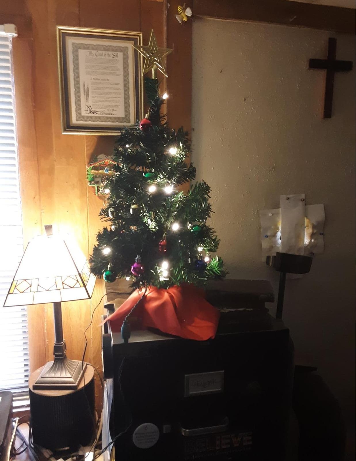 PREXTEX Mini White Christmas Tree with Lights - 23 Inch Small Christmas Tree with Warm White LED Lights, Star Topper, Ornaments, and Gift Boxes - Tabletop Holiday Decor for Indoor and Outdoor Display customer photo 2