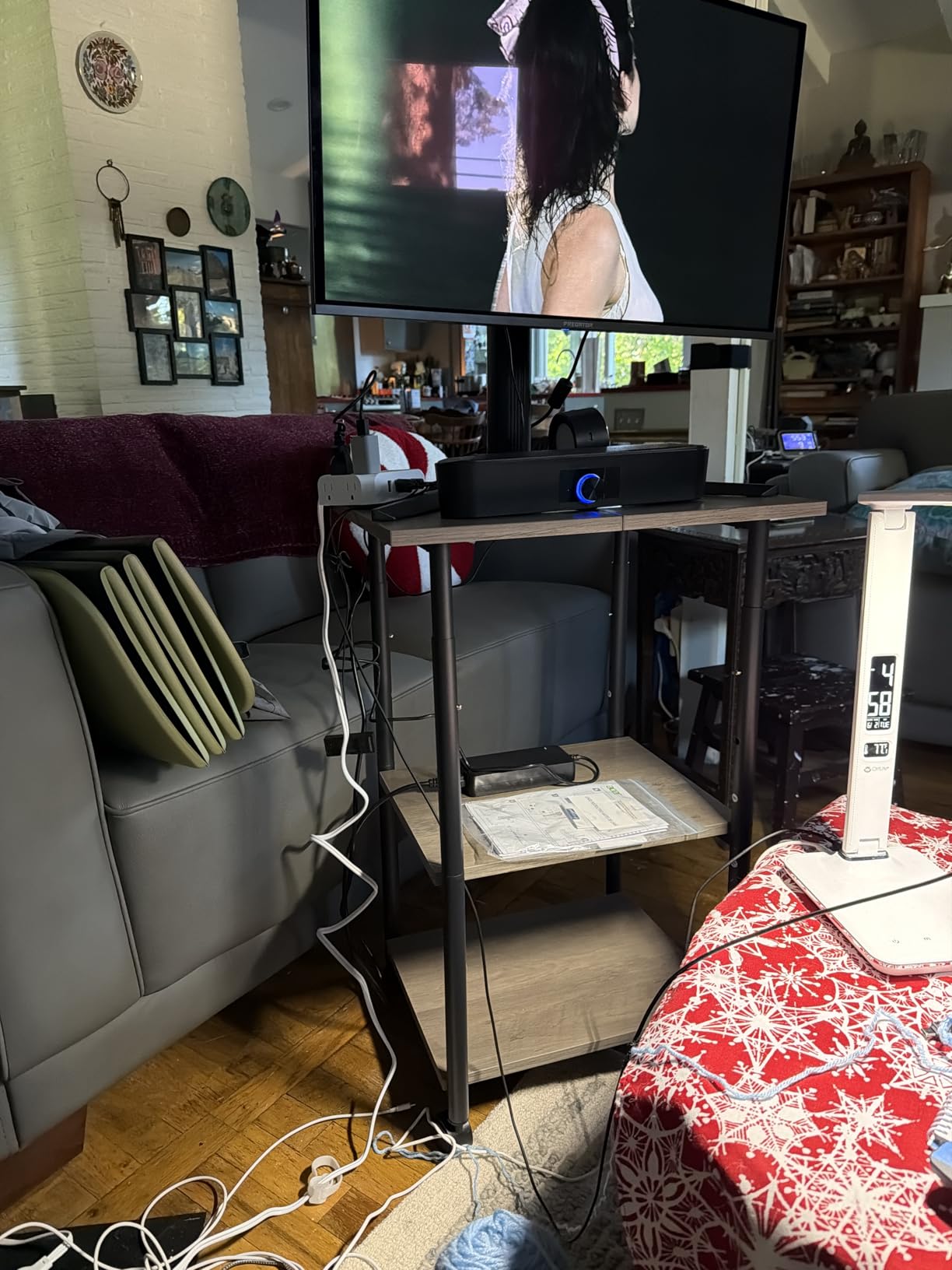 HOOBRO Printer Stand, 2-Tier Industrial Under Desk Printer Cart with Shelf, Mobile Heavy Duty Storage Rack on Wheels for Home, Office, Rustic Brown and Black BF02PS01G1 customer photo 1