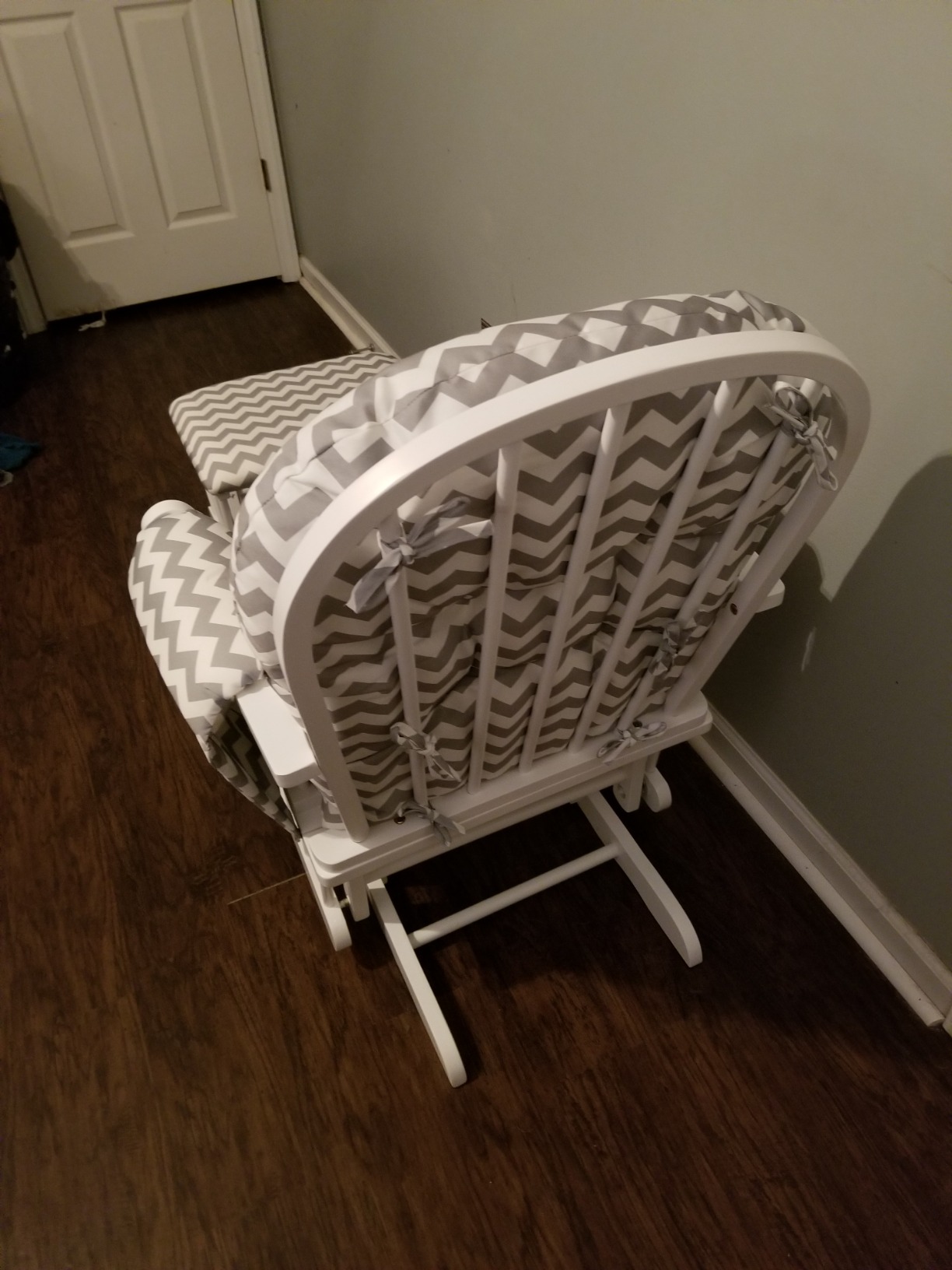 Costzon Nursery Glider with Ottoman, Upholstered Comfort Glider Rocker with Padded Cushion, Storage Pocket, Solid Wood Base, Rocking Chair Nursery for Breastfeeding, Napping (Light Gray) customer photo 1