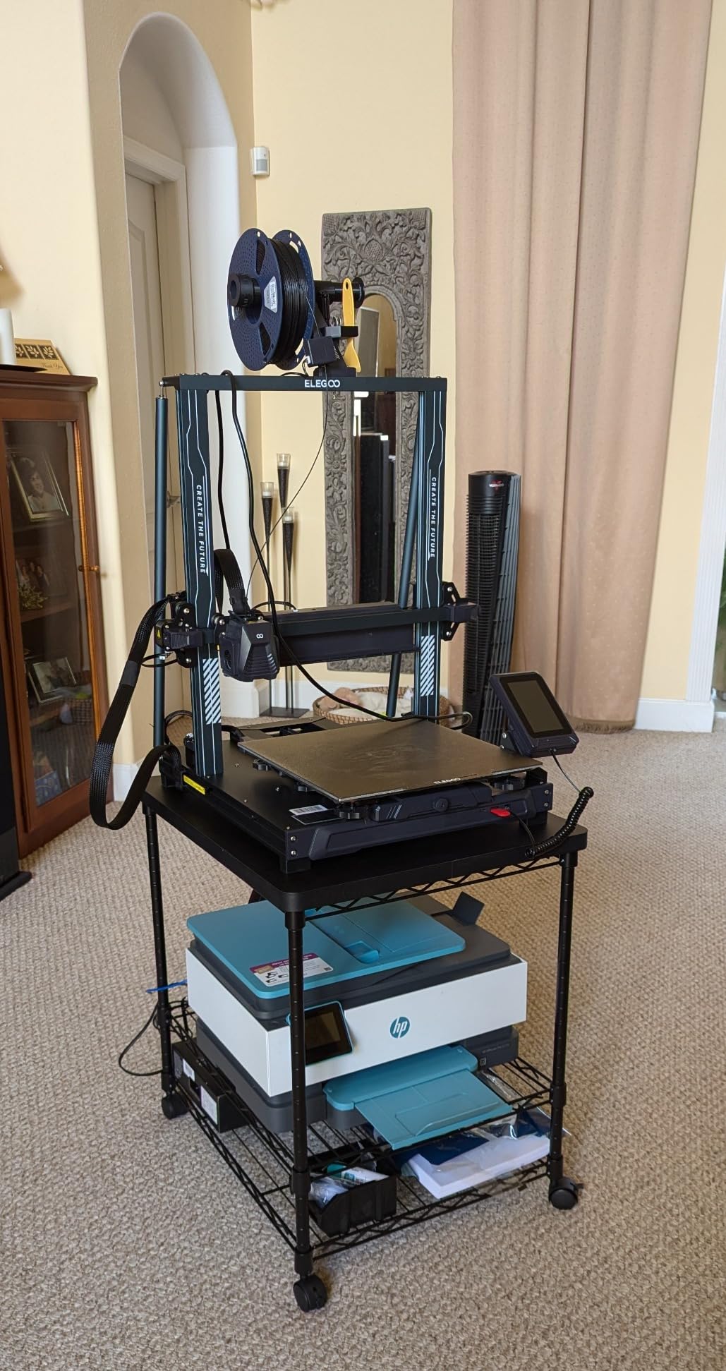 Mount-It! Under Desk Printer Stand with Wheels | Mobile Printer and Fax Cart with Storage Shelf for Office and Home Use, 2 Tiers (Black) customer photo 1