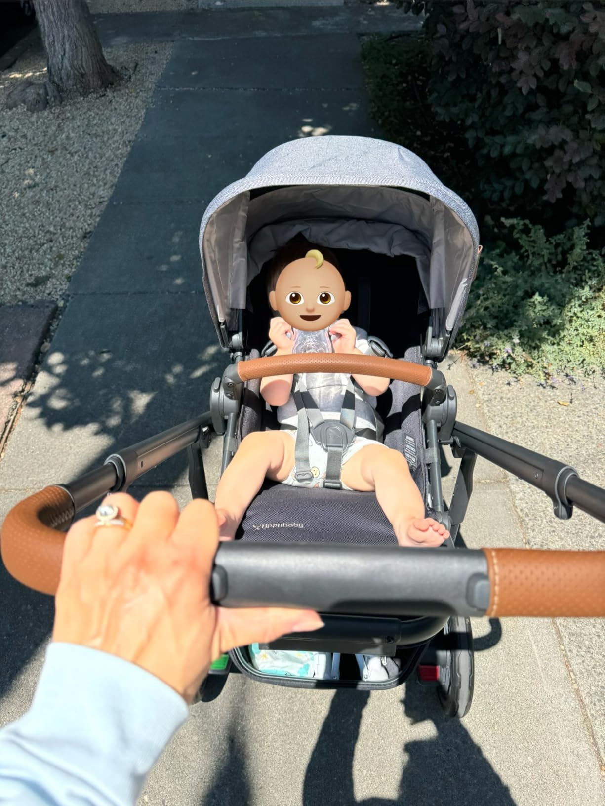 UPPAbaby Cruz V2 Stroller/Full-Featured Stroller with Travel System Capabilities/Toddler Seat, Bumper Bar, Bug Shield, Rain Shield Included/Greyson (Charcoal Mélange/Carbon Frame/Saddle Leather) customer photo 1
