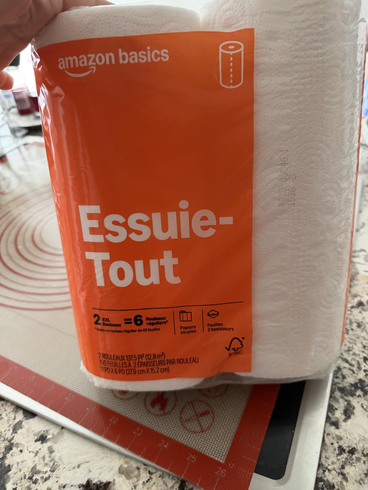 Amazon Basics 2-Ply Flex-Sheets Paper Towels, 12 Basics Rolls = 40 Regular Rolls, Everyday Value with 150 Sheets per Roll, Packaging May Vary customer photo 2