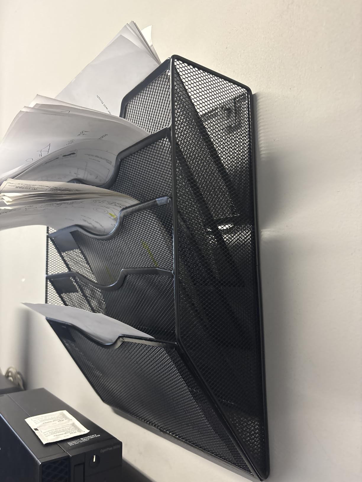 5 Pockets Hanging Wall File Organizer Mail Holder, Wall Mounted Paper Document Folder Holder, Clipboard Storage Organization Magazine Rack, Black customer photo 1