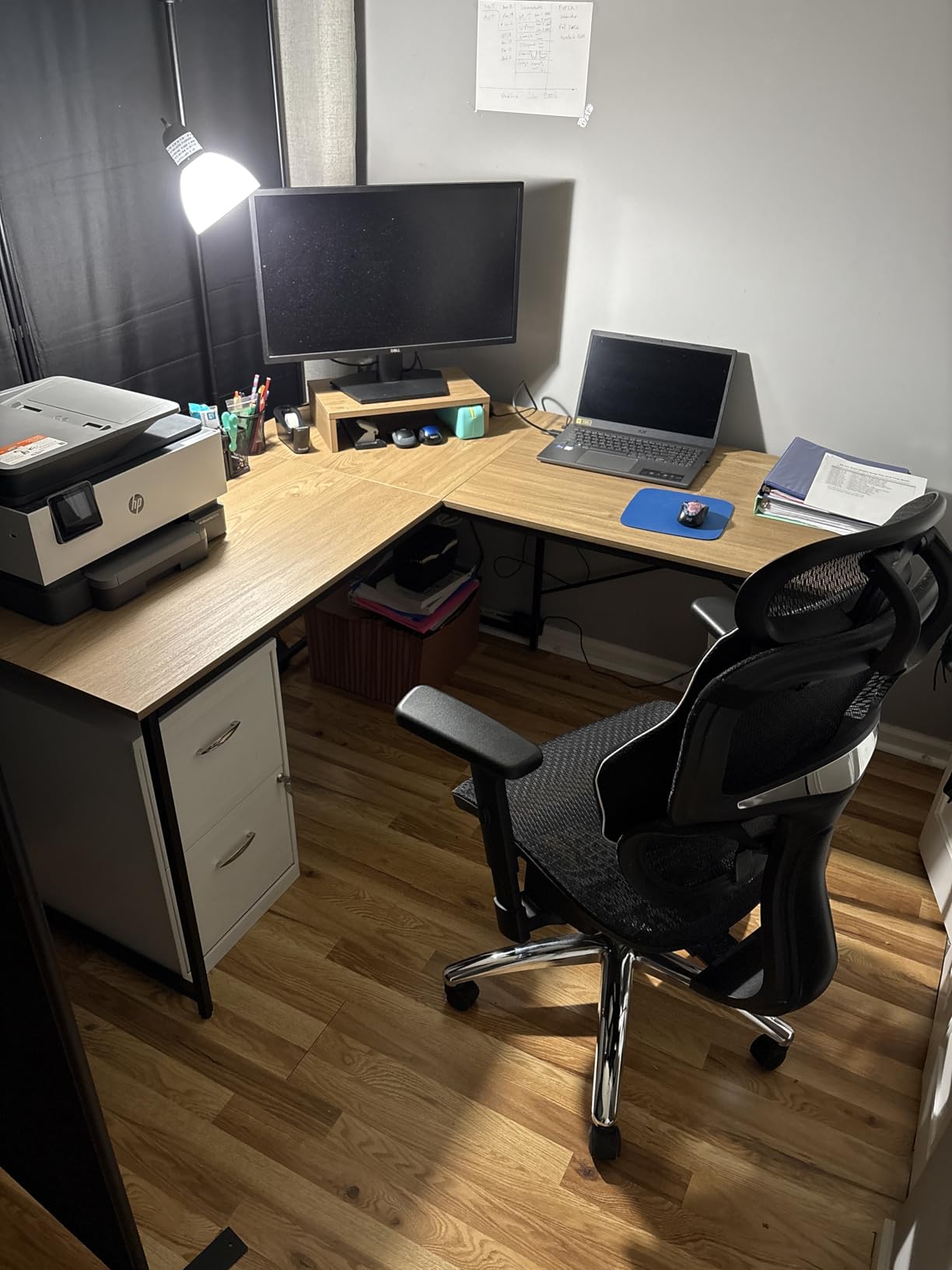Tangkula L-Shaped Computer Desk with Power Outlets, 95” Long 2-Person Desk with Monitor Shelf, Modern Corner Desk Gaming Table with USB Ports for Home Office customer photo 2