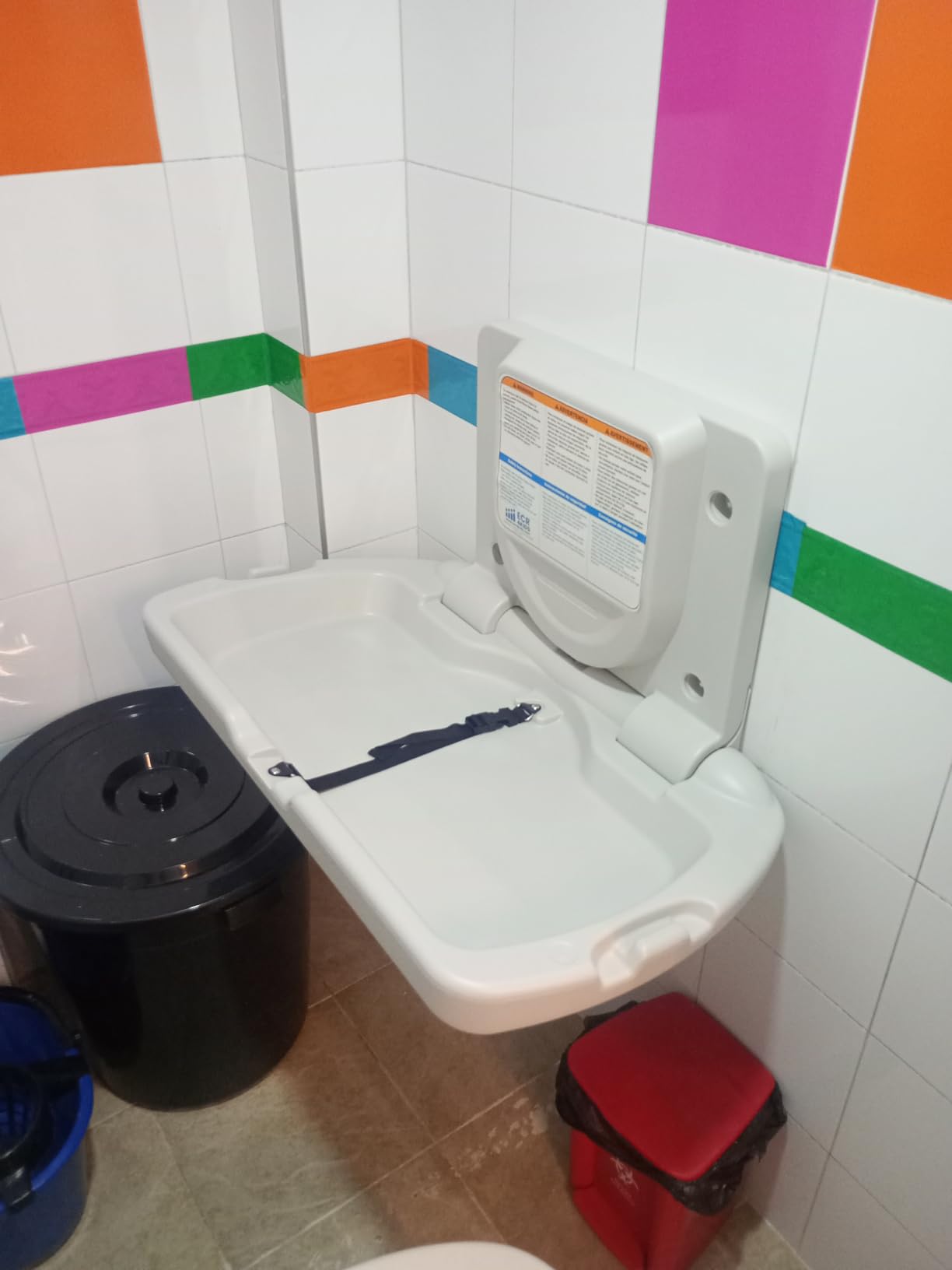ECR4Kids Horizontal Wall-Mounted Baby Changing Station, Slim, White Granite customer photo 1
