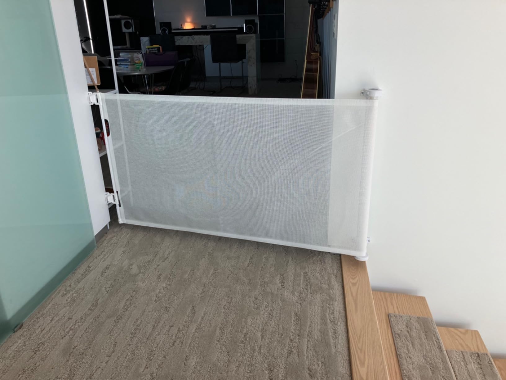 Mom's Choice Awards Winner - 120 Inch Extra Wide Baby Gate for Large Opening Retractable Baby Gate for Doorway Extra Long Puppy Gates for The House Outdoor Large Mesh Pet Gates for Dog Indoor (Black) customer photo 2