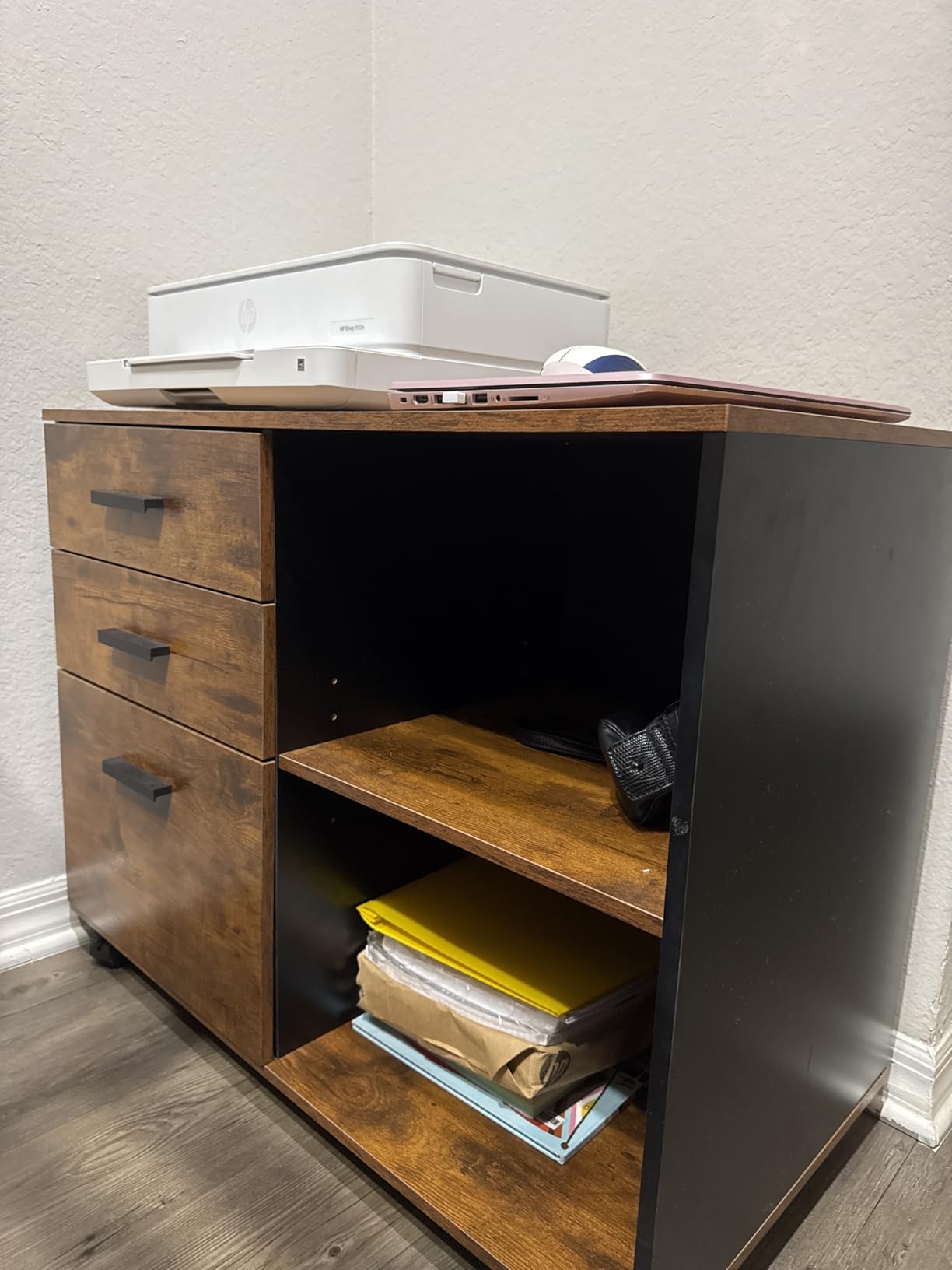 DEVAISE Wood File Cabinet, 3 Drawer Lateral Filing Cabinet Black customer photo 2