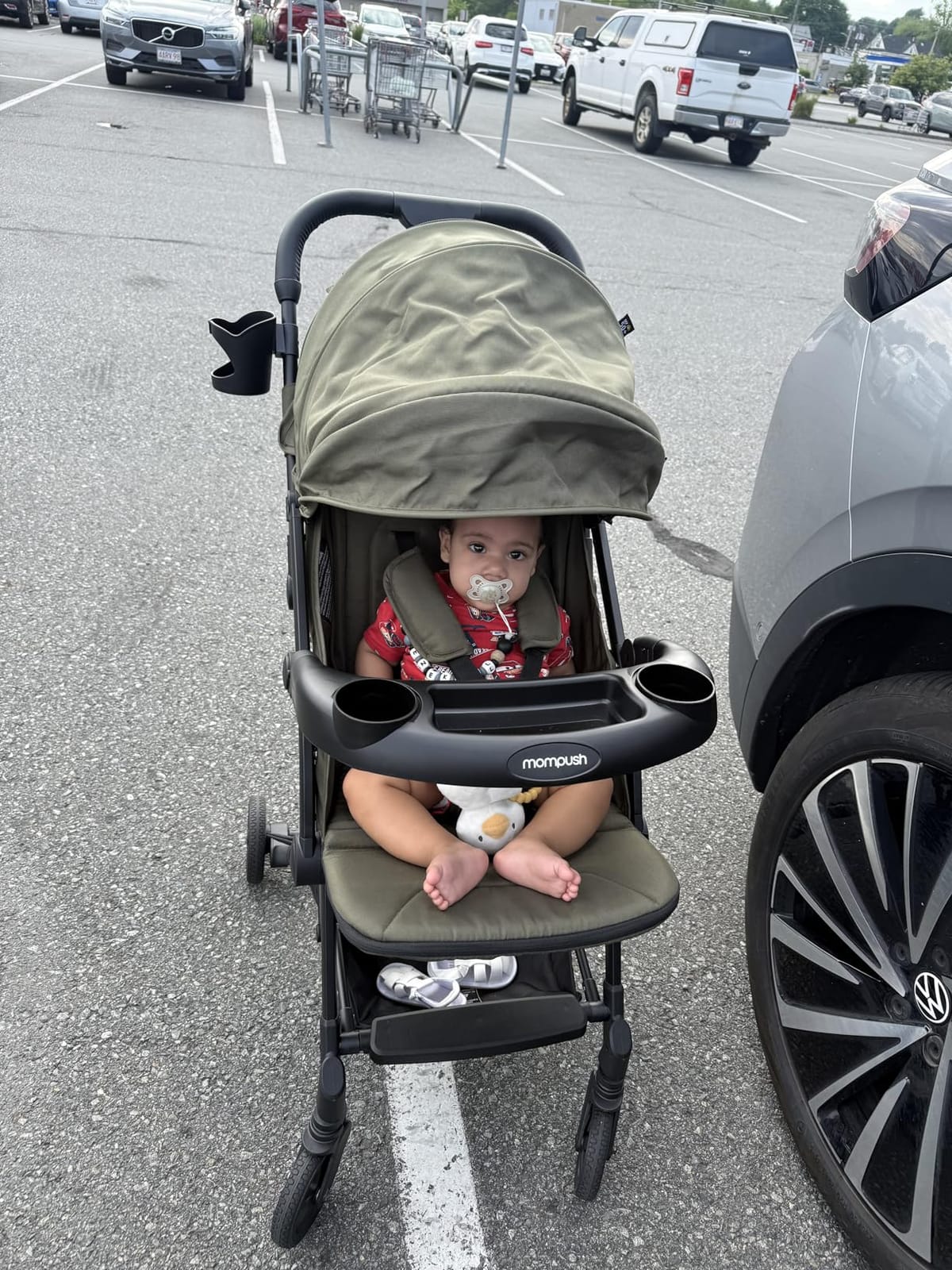 Mompush Lithe V2 Lightweight Travel Stroller Snack Tray Included, Khaki customer photo 1