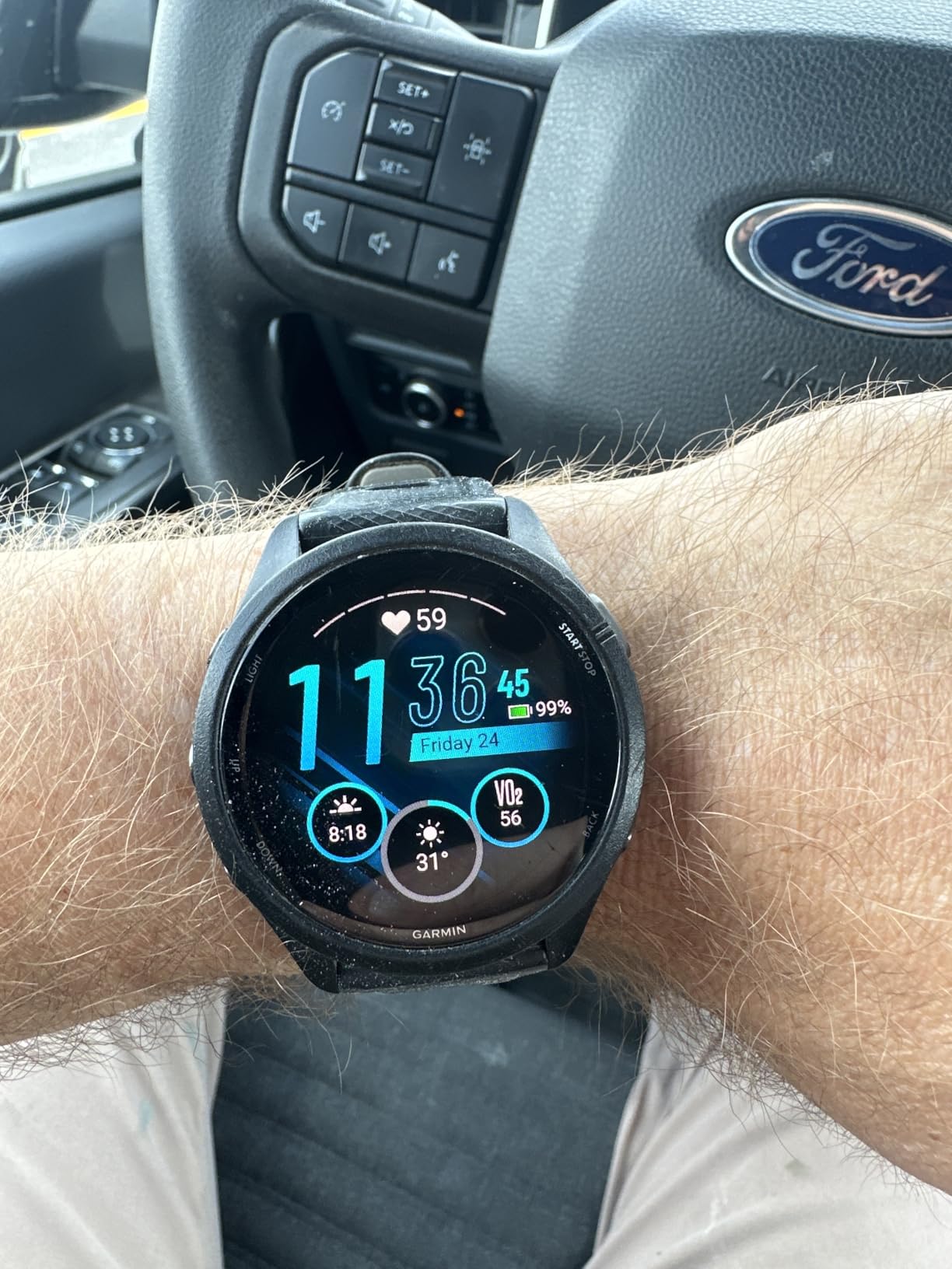 Garmin Forerunner® 265S, Running Smartwatch, 42mm, Whitestone/Neo Tropic customer photo 1