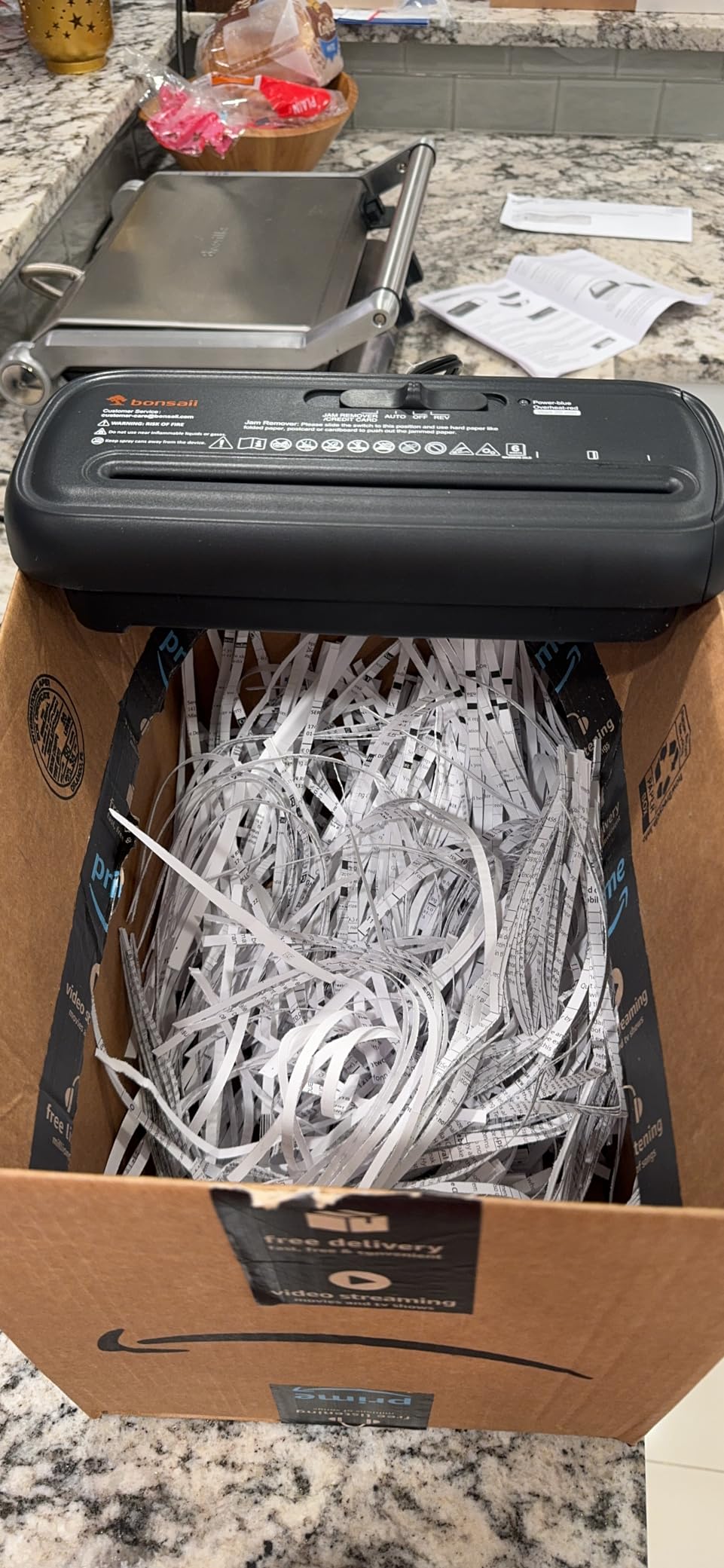 Bonsaii 6-Sheet Small Strip Cut Paper Shredder for Home,Without Basket customer photo 2