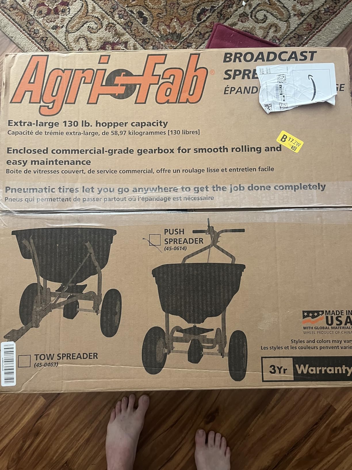 Agri-Fab 45-0614 130 lb. Push Lawn & Garden Broadcast Spreader for Seed,Fertilizer,Salt,Ice Melt; Walk Behind with Easy to use Flow Control Lever customer photo 2