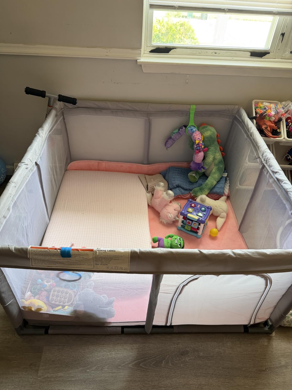XVISHX Baby Playpen 50 x 50 Inch Play Pen Playards, Playpen for Babies and Toddlers, Baby Playard for Indoor & Outdoor Active Center Game Fence, with Skin-Friendly Fabric and Soft Breathable Mesh Grey customer photo 2