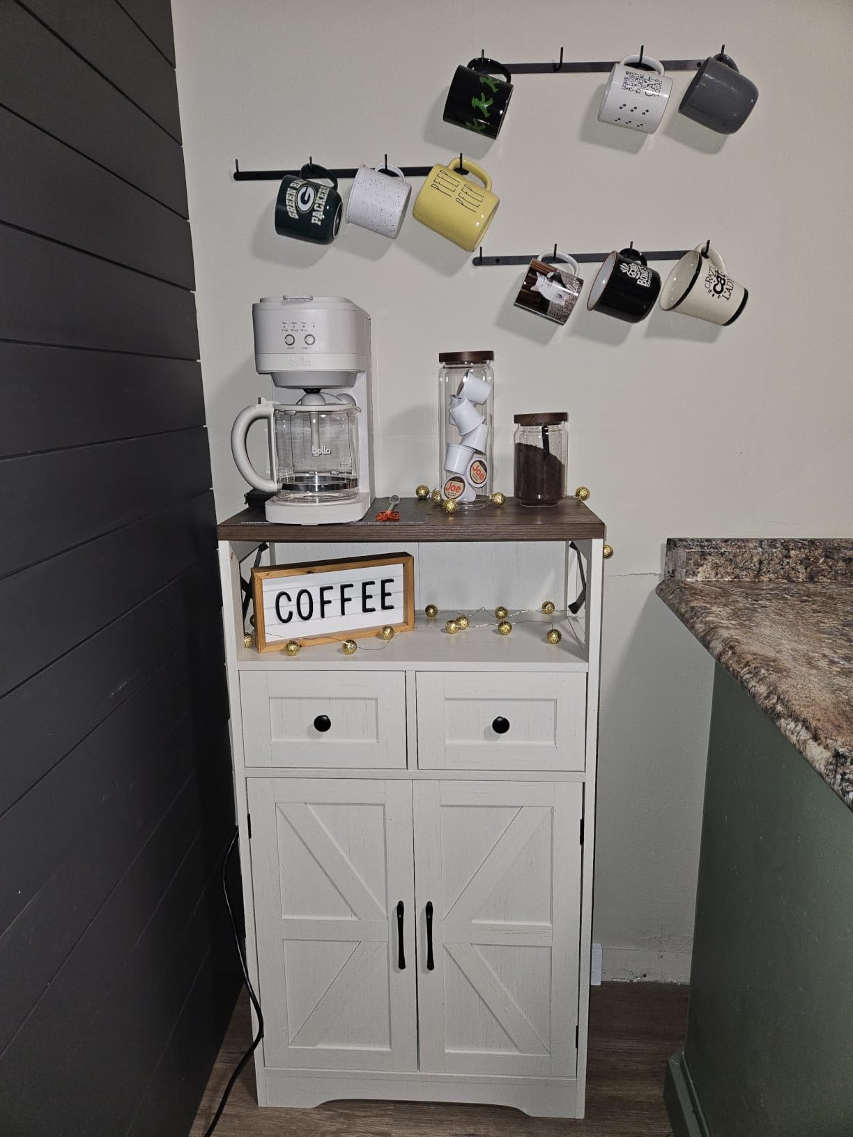 Befrases Farmhouse Storage Cabinet with Drawers and Shelf, Freestanding Kitchen Pantry Hutch for Kitchen, Living Room, Home Office, Rustic Grey customer photo 1