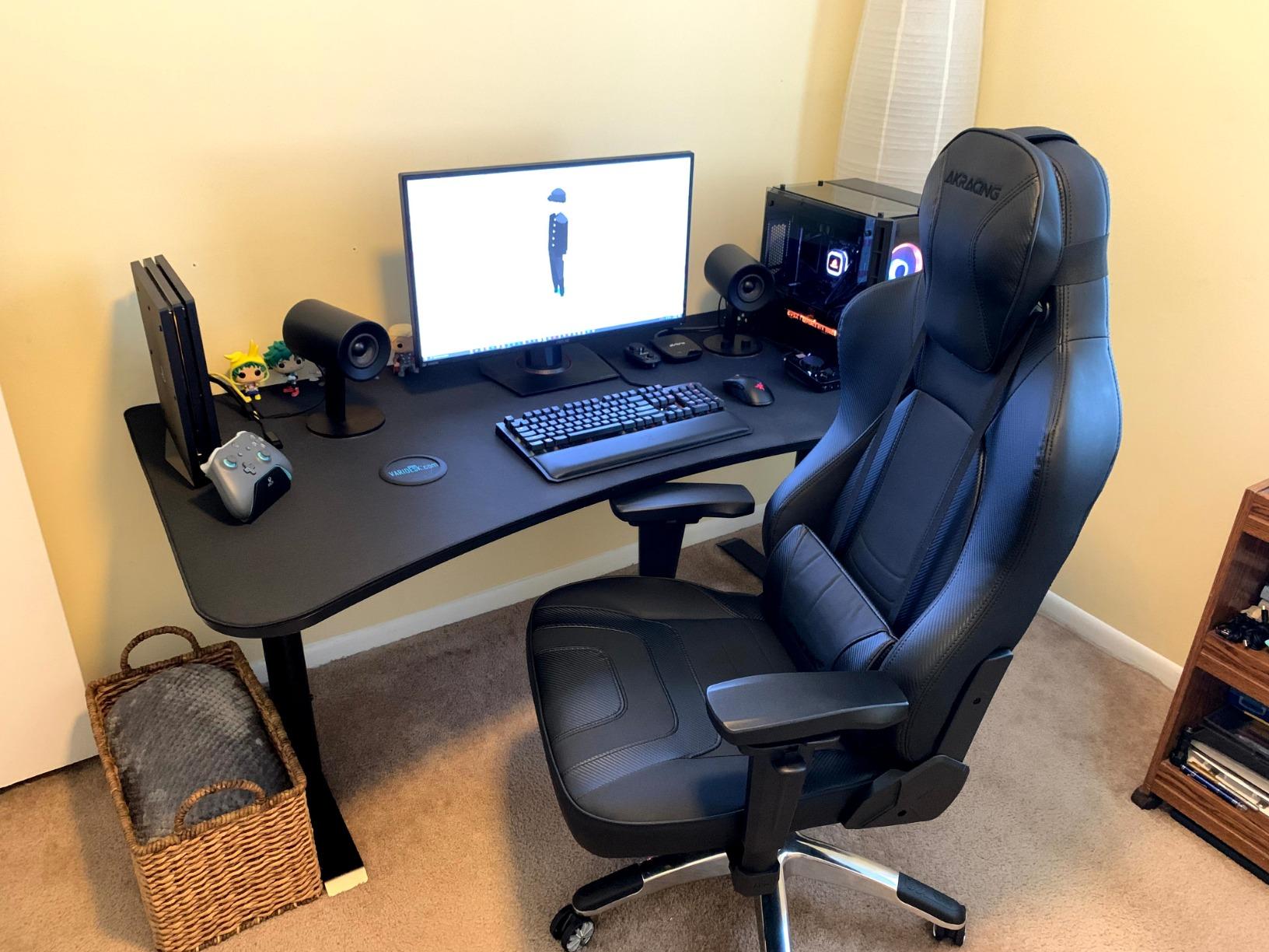 Arozzi Arena Ultrawide Curved Gaming and Office Desk with Full Surface Water Resistant Desk Mat with 3 Custom Monitor Mount Cut Outs and Under The Desk Cable Management Netting - Deep Purple customer photo 2
