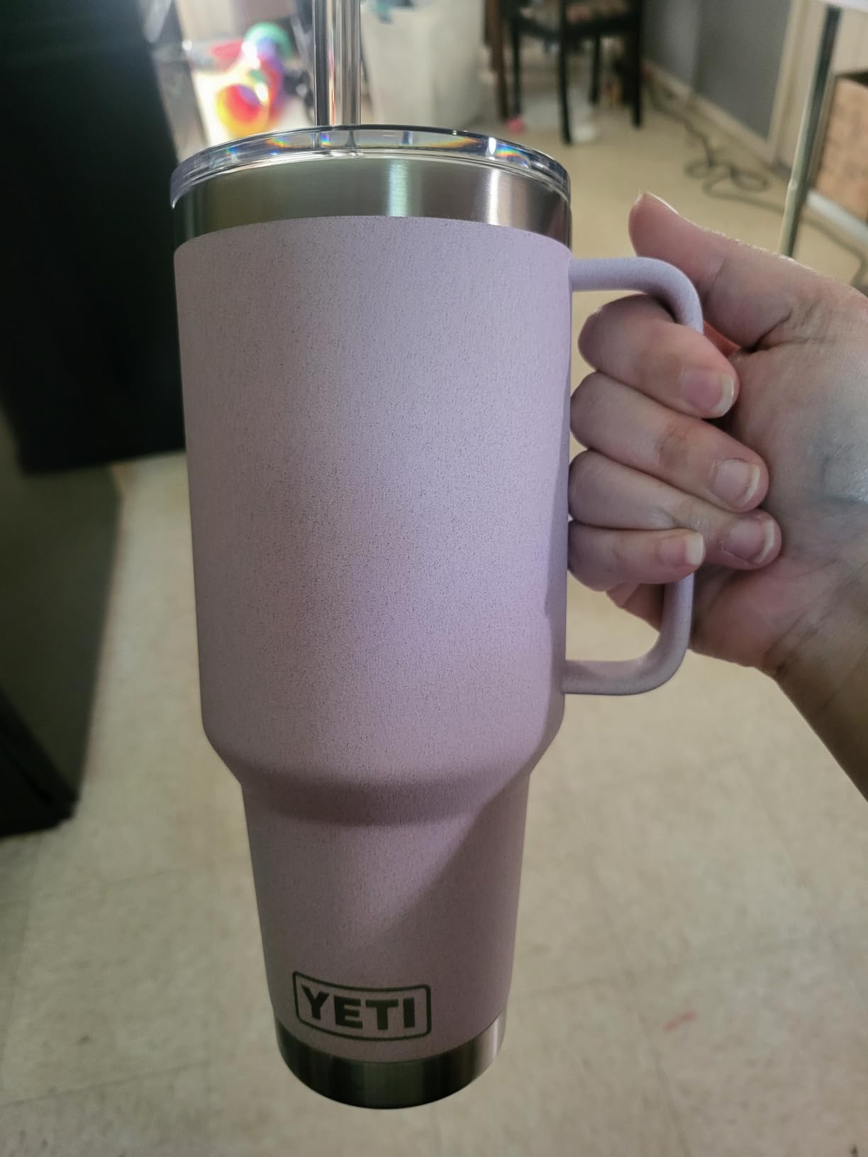 YETI Rambler 42 oz Tumbler with Handle and Straw Lid, Travel Mug Water Tumbler, Vacuum Insulated Cup with Handle, Stainless Steel, Seafoam customer photo 2