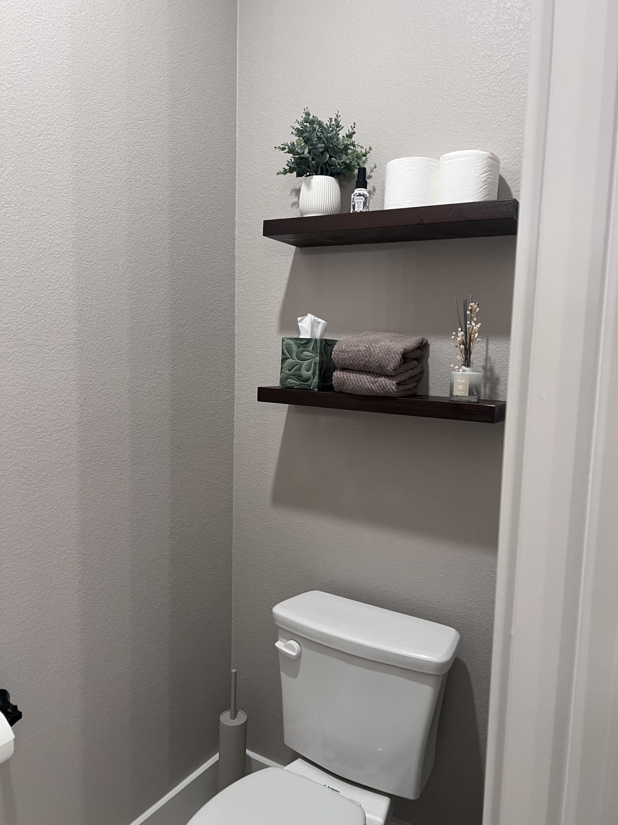 Solid Wood Floating Shelves for Wall 24 inch Black, Wooden Bathroom Shelf customer photo 2
