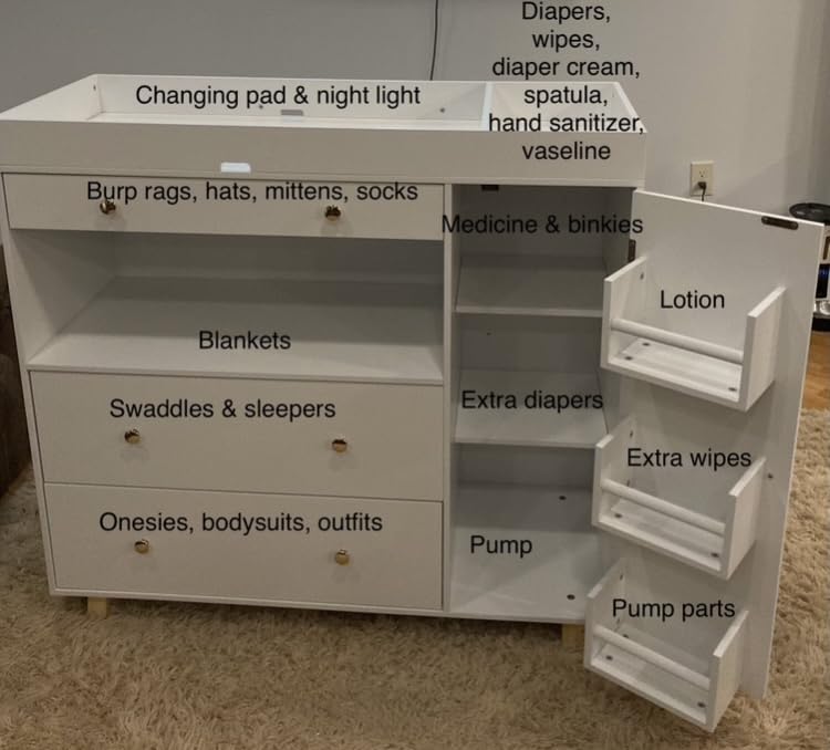 PAKASEPT Baby Changing Table, Modern Diaper Changing Station, Changing Table for Nursery with 2 Drawers & Shelves White customer photo 2