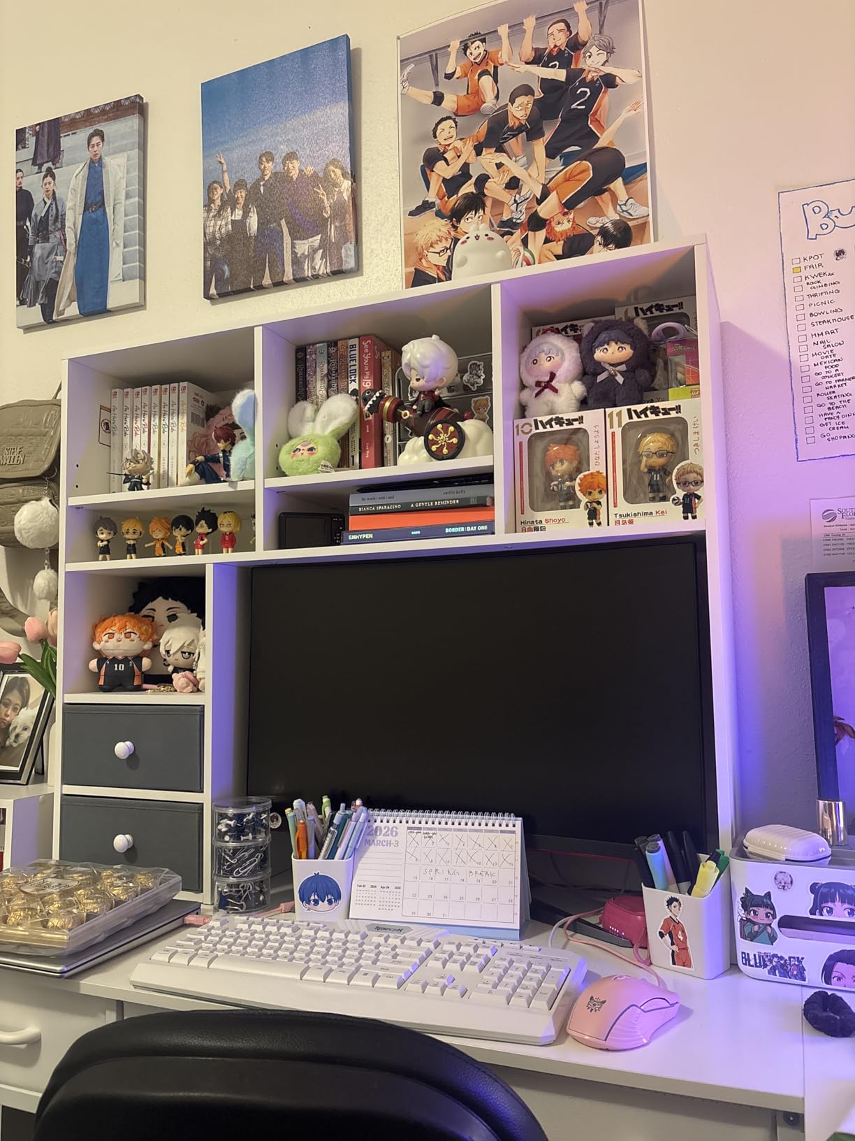 REIBII Desktop Bookshelf, 8 Shelves Desk Hutch for Dorm Room, White customer photo 1