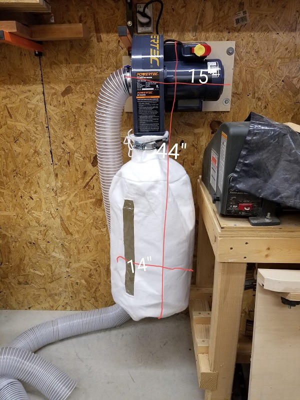 POWERTEC 1 HP Dust Collector with 1 Micron Dust Collector Bags and Mobile Base, Dust Collectors with 800 CFM for Woodworking Dust Collection System (DC1081) customer photo 2