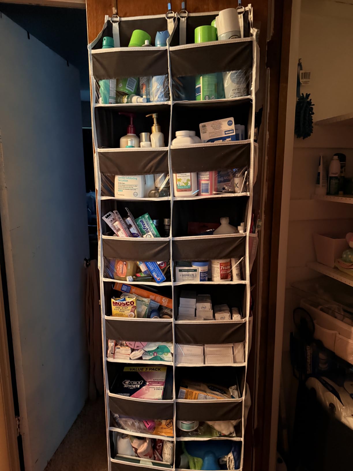Heavy Duty Over The Door Organizer 5 Tiers, Extra Large Behind Door Storage of 10 Big Front & 10 Mesh Pockets, 80lb Weight Capacity, Hanging Doors Storage Organizer for Closet Bedroom Nursery, Grey customer photo 1