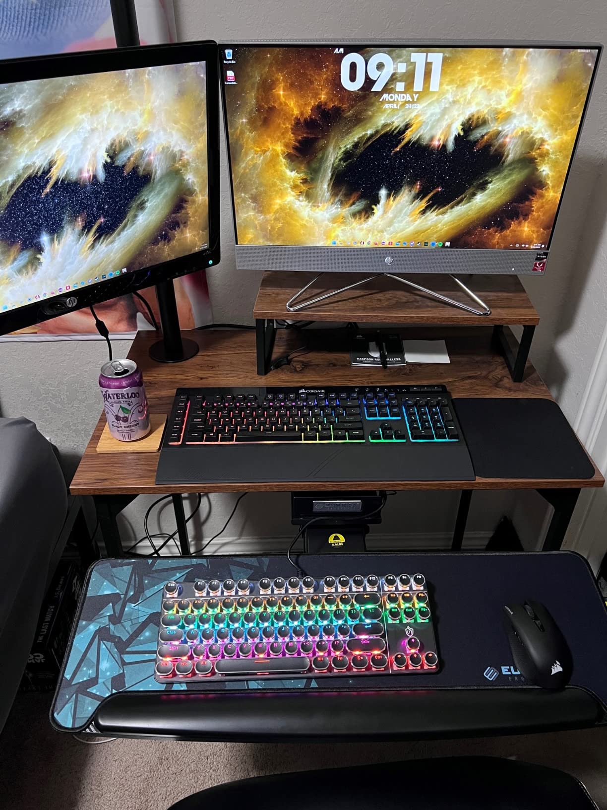 EUREKA ERGONOMIC Adjustable Keyboard Tray Under Desk, 28x11 Inch Large Slide Out Keyboard & Mouse Platform Tray, Wooden Pull Out Computer Keyboard Drawer for Typing Home Office Desk, Black customer photo 2