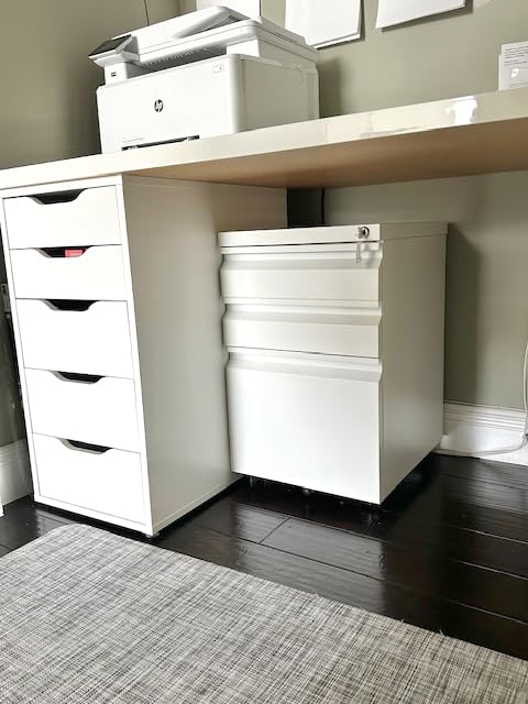 Guizeeopo Filing Cabinets for Home Office, Mobile File Cabinet with Lock, 3 Drawer Filing Cabinet for A4/Letter/Legal Size Folder, Fully Assembled Except Casters, Matte Black customer photo 2