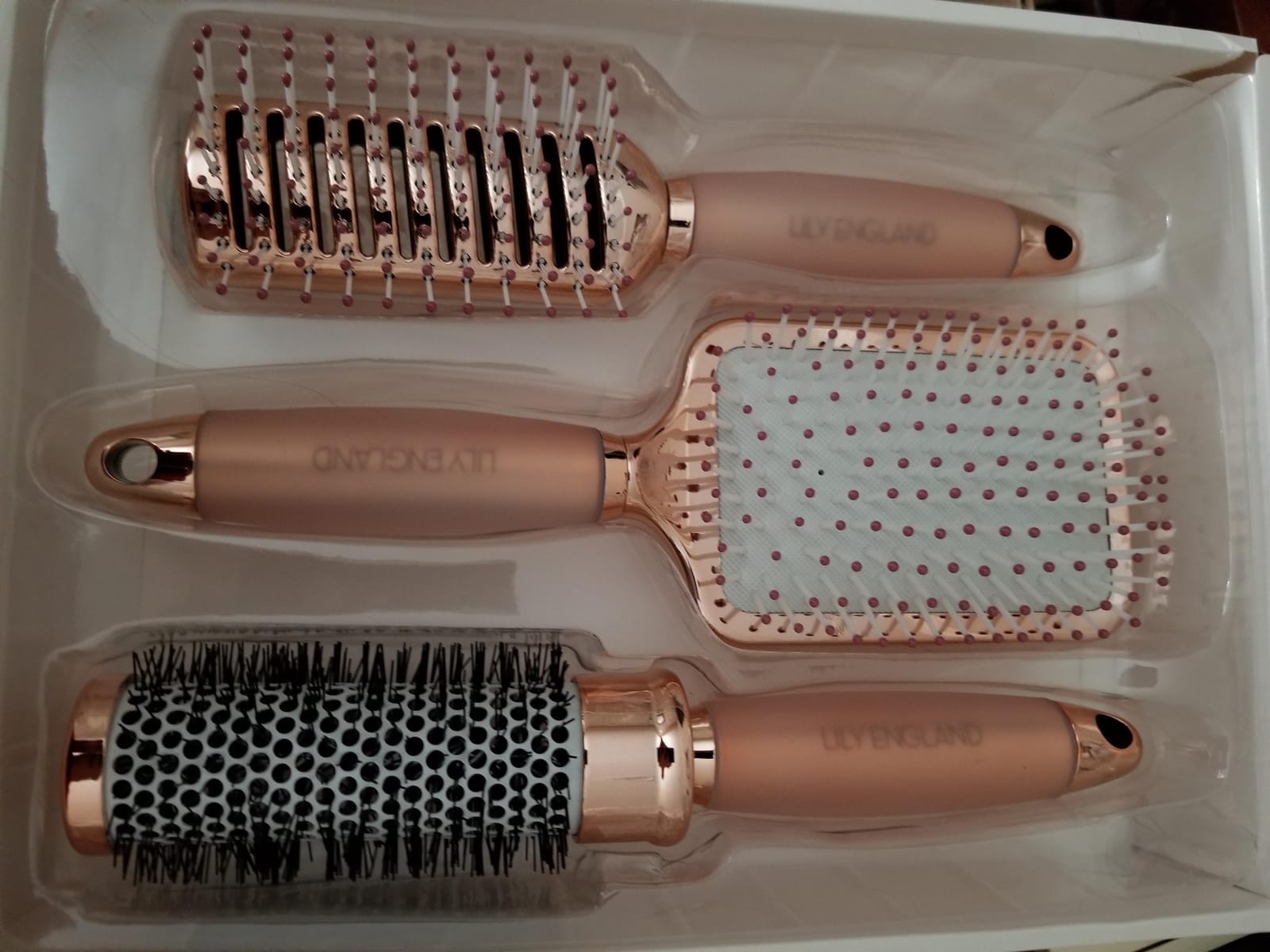 Luxury Hair Brush Gift Set for Women & Girls - Lily England 4-Piece Professional Styling Collection - Premium Ladies Gift Set | Elegant Gifts for Women for All Hair Types - Matte Rose Gold customer photo 1