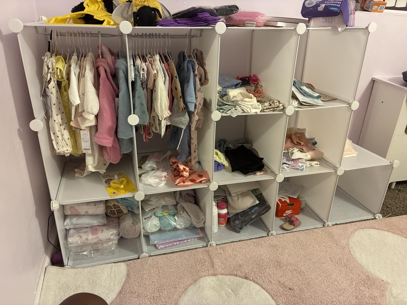 CUBEDIY Baby Closet Organizer for Nursery: Durable Baby Wardrobe for Closet - Customizable Baby Dresser Amoire Shelves - Waterproof Shelf Clothes Organizer w/Wall Fixation (White) customer photo 1
