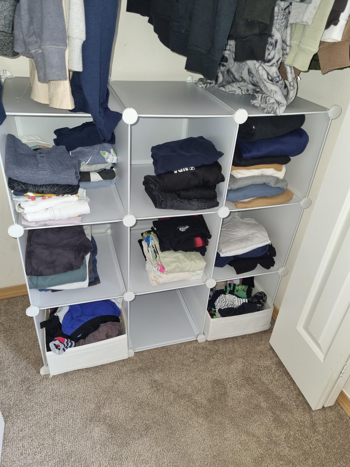 CUBEDIY Baby Closet Organizer for Nursery: Durable Baby Wardrobe for Closet - Customizable Baby Dresser Amoire Shelves - Waterproof Shelf Clothes Organizer w/Wall Fixation (White) customer photo 2
