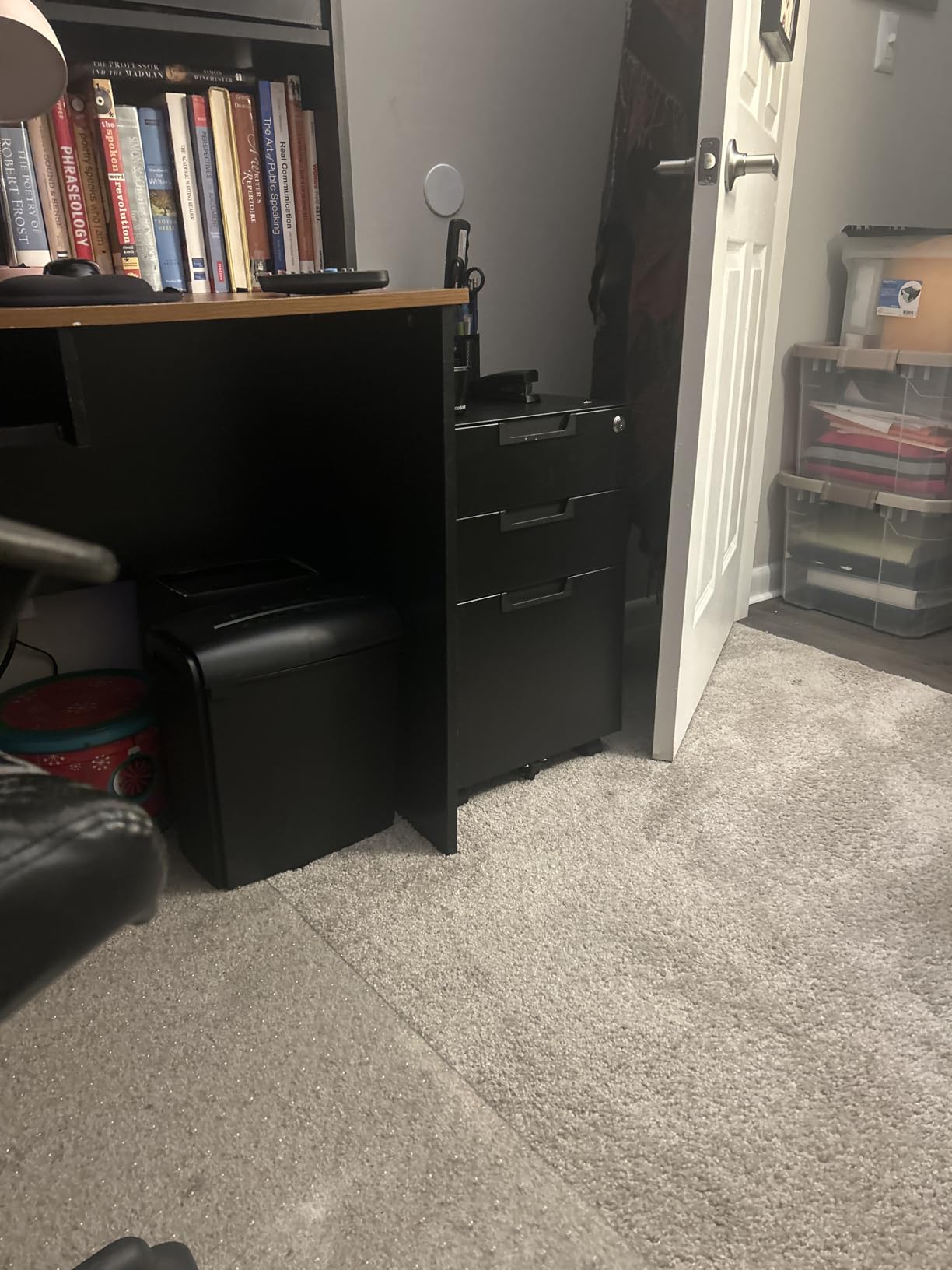 MIIIKO 3 Drawer File Cabinet with Lock, Metal Lateral Rolling Printer Stand Office Storage Filing Cabinets for Home Office,A4, Letter,File Folders(Black) customer photo 2