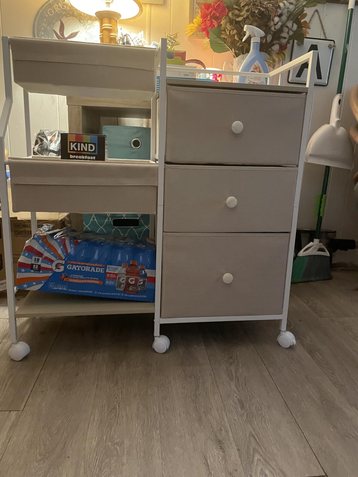 Modanais Baby Diaper Caddy Organizer Rolling Cart with Drawers, Off White customer photo 1