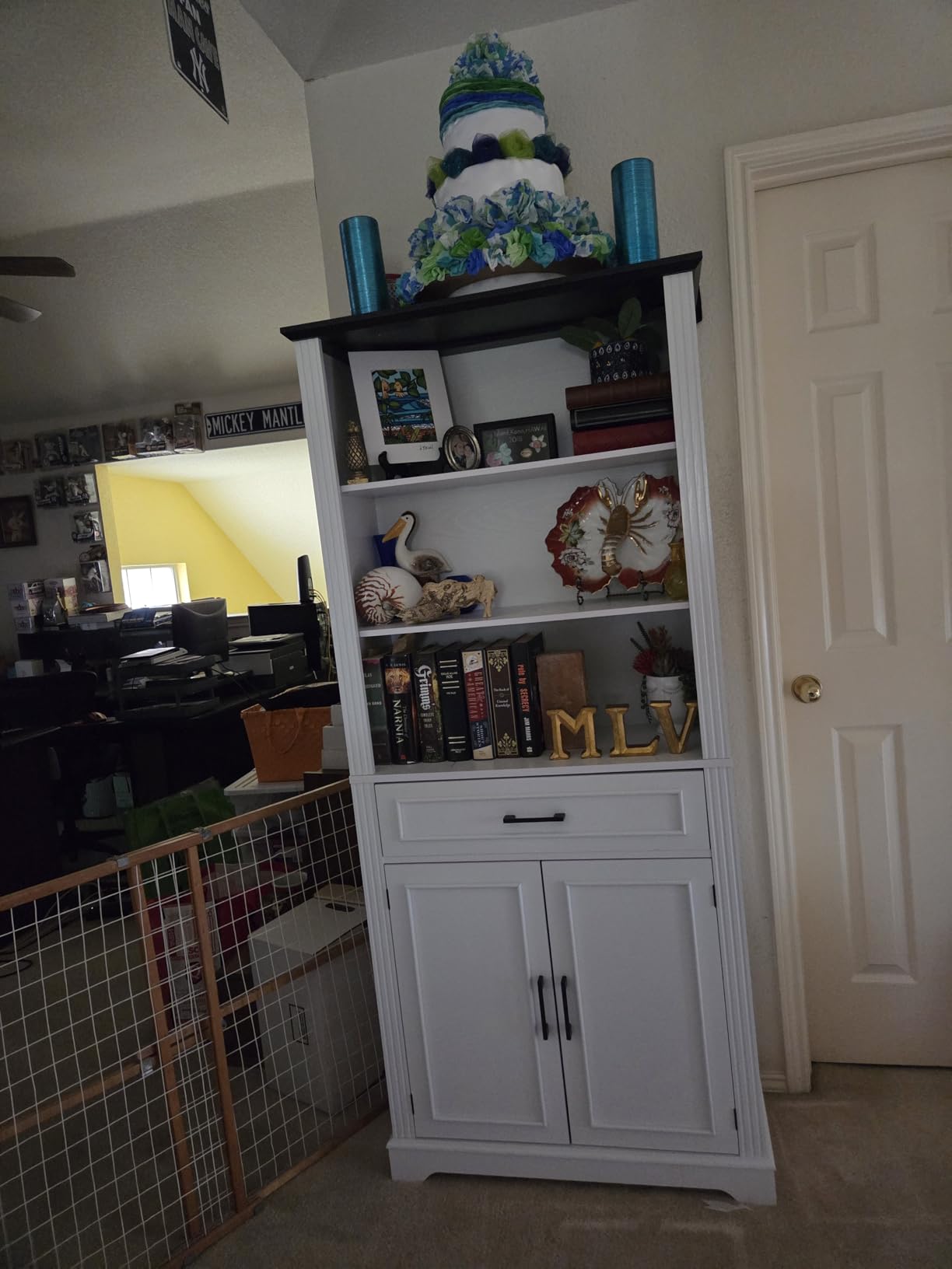 SEDETA Farmhouse Bookshelves and Bookcases with Doors, Drawer, White customer photo 2