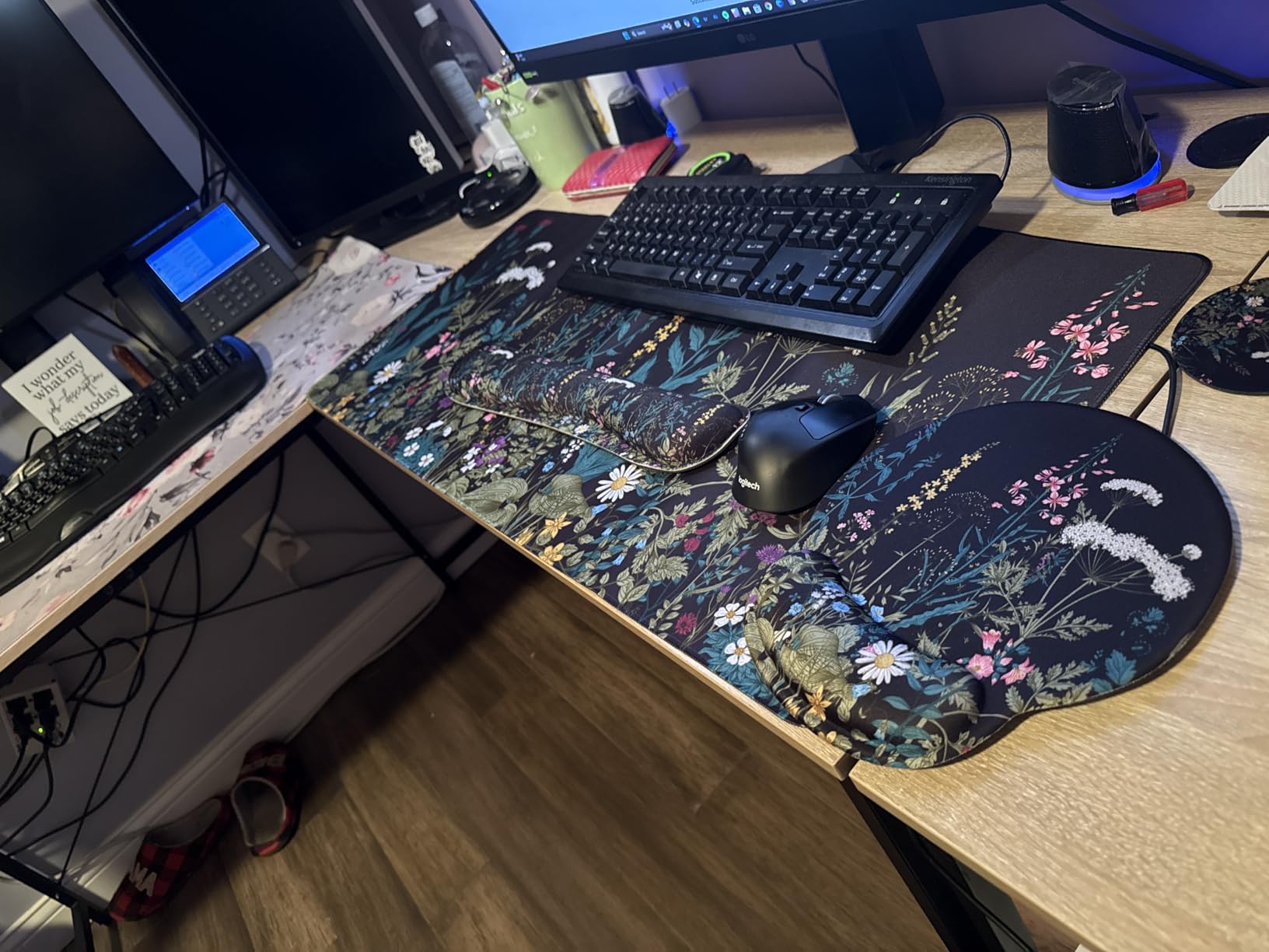 iCasso Desk Cover Mat, Office Mouse Pad,35.4x15.7in,Retro Black customer photo 2